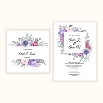 [ai] Beautiful flower template wedding invitation Free Vector