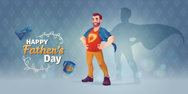 [ai] Cartoon happy father’s day background Free Vector