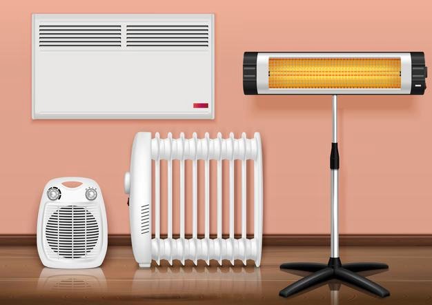 [ai] Different heaters interior realistic illustration Free Vector