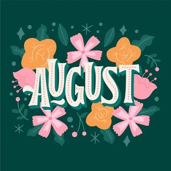 [ai] Hand drawn floral august lettering Free Vector