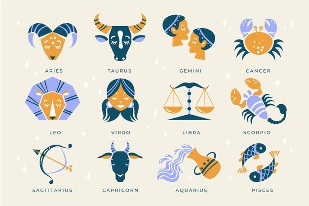 [ai] Hand drawn zodiac sign collection Free Vector