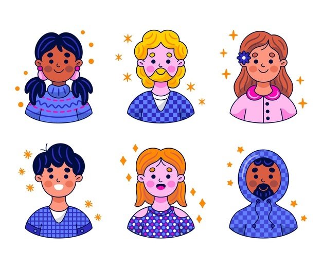[ai] Kawaii avatar stickers collection Free Vector