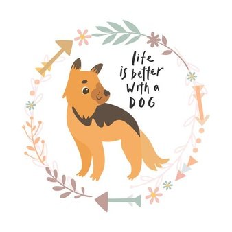 [ai] Life with a dog is better lettering Free Vector