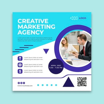 [ai] Marketing agency square flyer template Free Vector