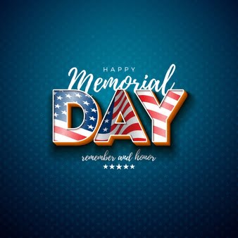 [ai] Memorial day of the usa  design template with american flag in 3d letter on light star pattern background. national patriotic celebration illustration for banner, greeting card or holiday poster Free Vector