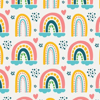 [ai] Rainbow pattern with heart shapes Free Vector