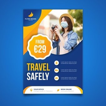 [ai] Vertical poster template for traveling Free Vector