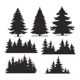 [ai] Vintage trees and forest silhouettes set Free Vector