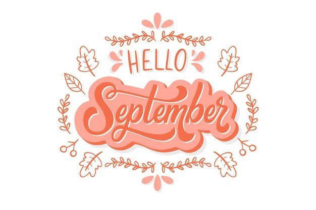 [ai] Hand drawn hello september lettering Free Vector