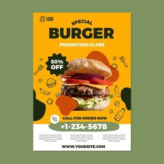 [ai] Special burger promotional flyer template Free Vector