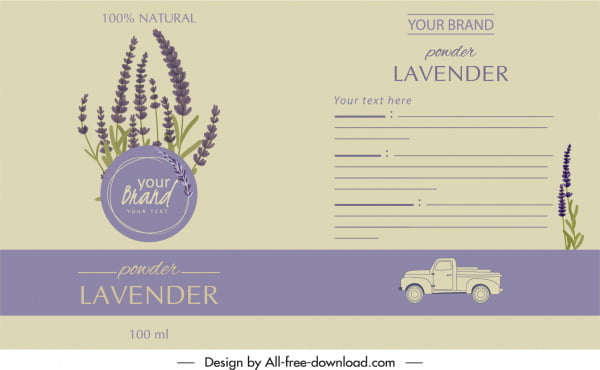 [ai] Lavender product label template elegant classical purple decor Free vector 1.90MB