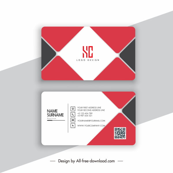 [ai] Business card templates flat geometric decor Free vector 4.45MB