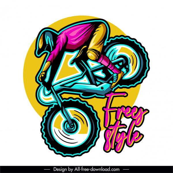 [ai] Biking logo template colorful flat dynamic handdrawn sketch Free vector 3.65MB